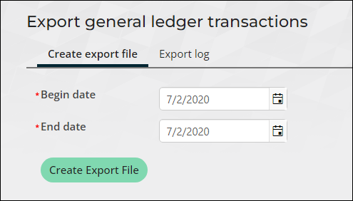 Exporting general ledger transactions